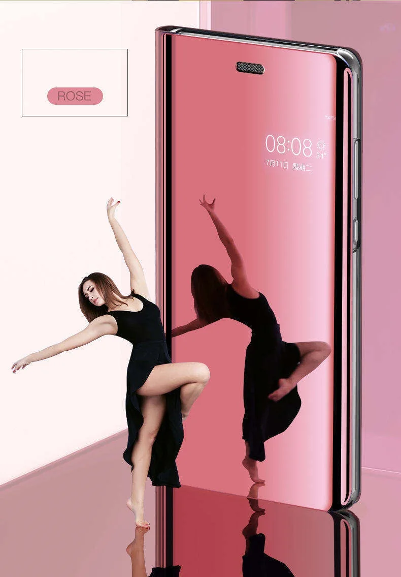 Умный зеркальный флип-чехол для huawei P30 P20 Pro P10 Lite, чехол для телефона huawei P9 P10 Plus, кожаный задний Чехол бант etui