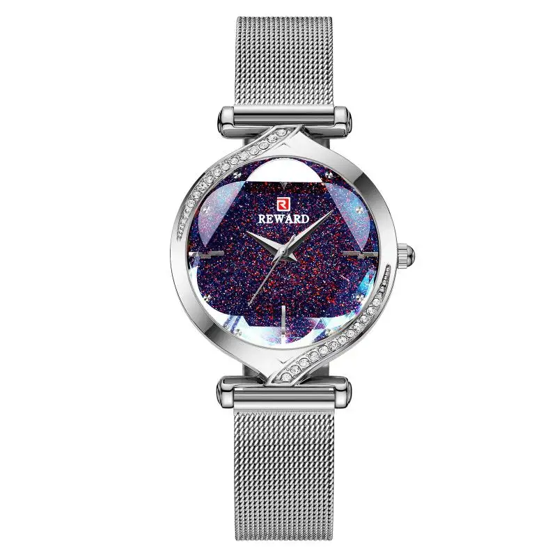 

Relogios Reward Diamond Watch Ladies Watch Quartz Rose Gold Female Watch Mesh Belt Waterproof Women Clocks Zegarek For Lady Gift