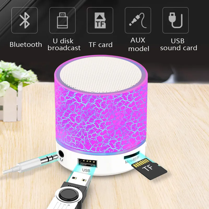 Трещины шаблон Bluetooth динамик Led Портативный мини беспроводной плеер USB Радио Fm Mp3