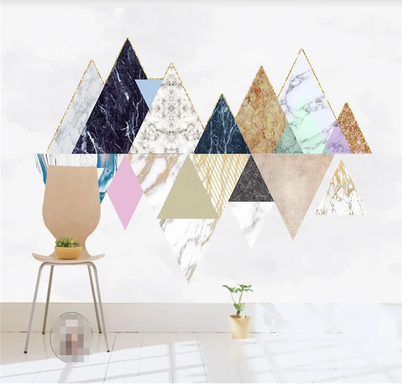 Настенные 3D обои на заказ Скандинавская Минималистичная мраморная строчка