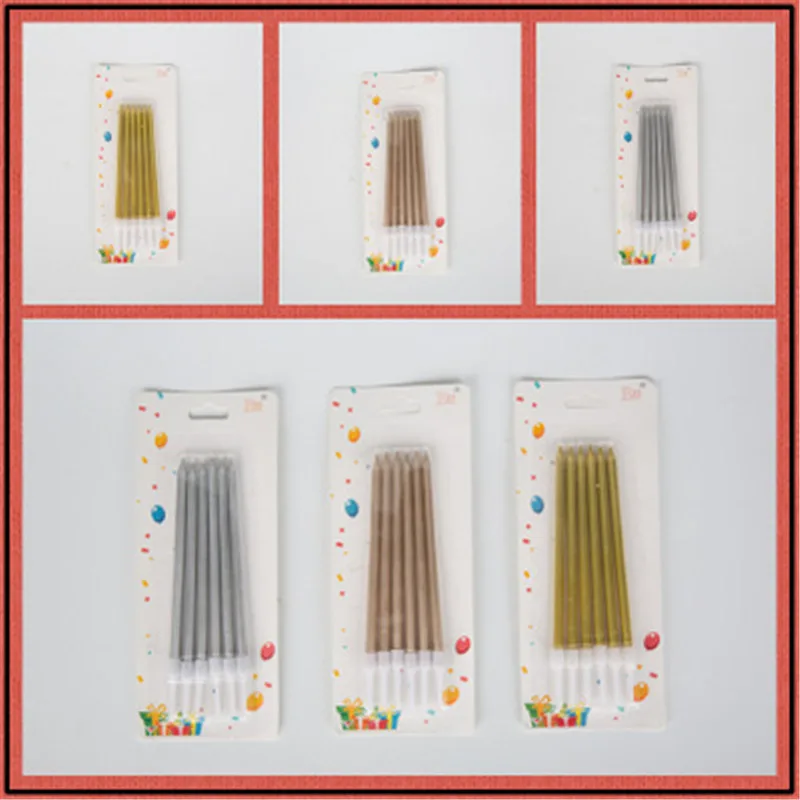 6 шт. золотистый Длинный карандаш Свеча для торта безопасное пламя детей дня