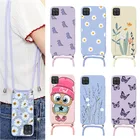 Для Samsung Galaxy A12, чехол F12 M12, чехол из ТПУ с цветком для Samsung A 12 M 12 F 12, ожерелье через плечо, ремешок, шнур, шнур, Funda, чехол