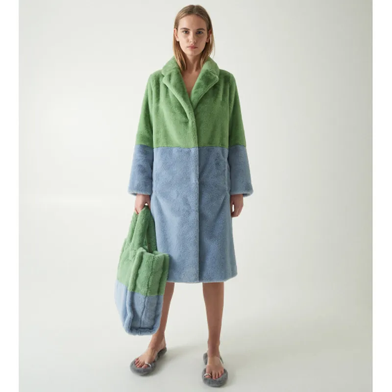 

2020 New Winter Coat women Spliced Faux Fur Jacket Turn-down Collar Female Winter Jacket Warm Thick Double-faced Fur Women Coat