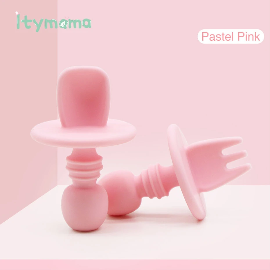 5pc Baby Silicone Spoon Candy Color Soft Feeding Spoon Fork Children Dishes Food Baby Feeding Tableware Tools Baby Diet Training