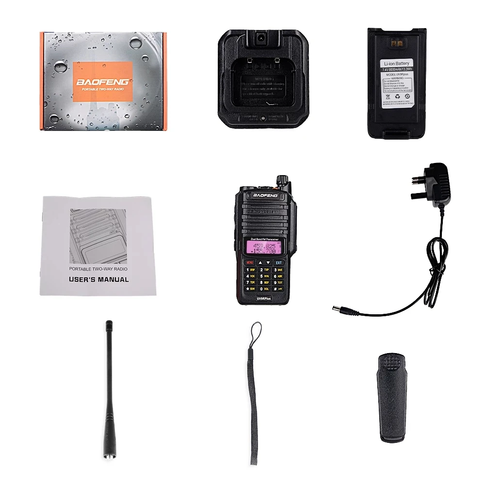 Рация Baofeng UV-9R plus 2 шт. 10 Вт портативная Двухдиапазонная рация водонепроницаемая