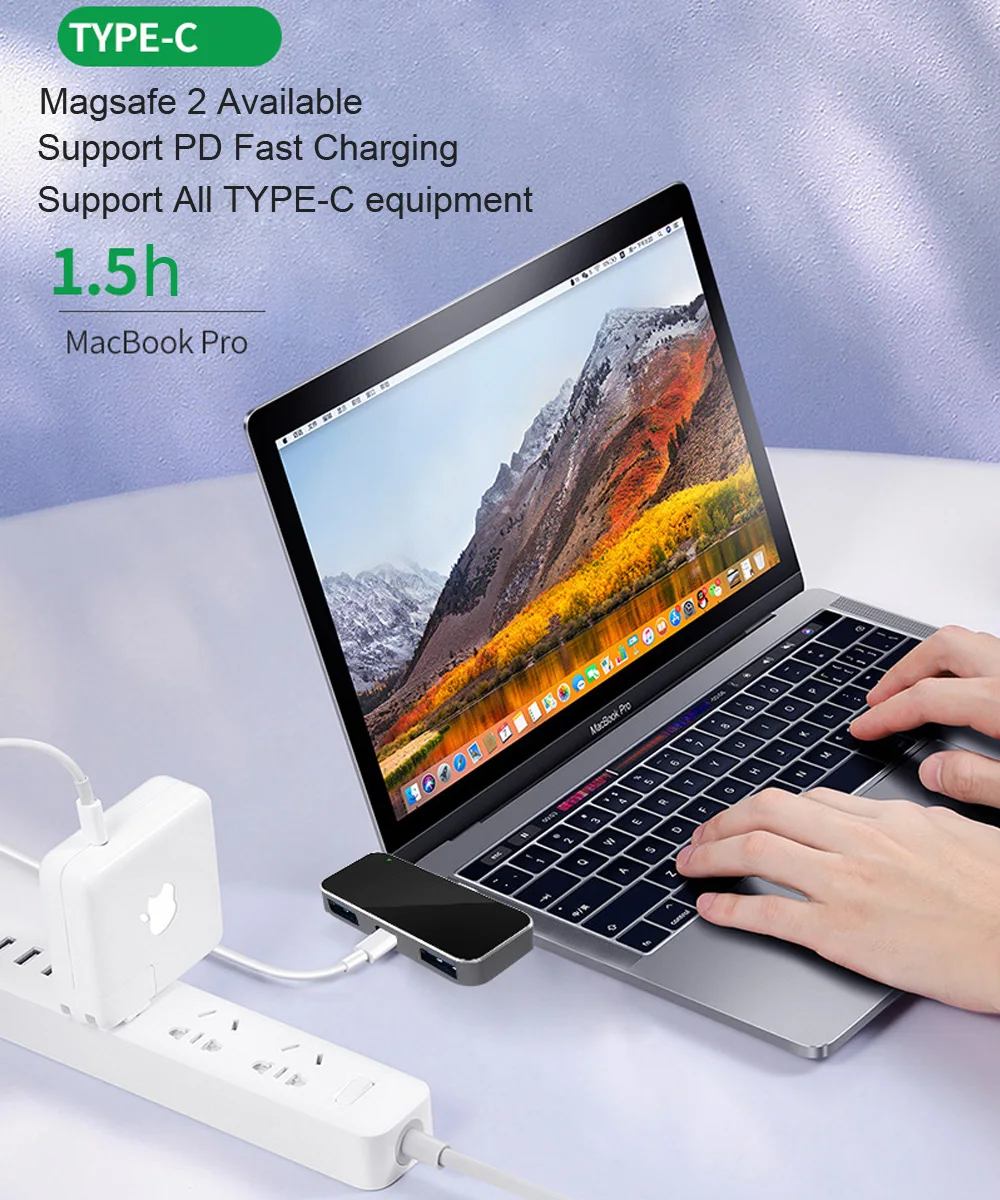 Фото 6/3in1 Тип USB C Hub адаптер с 4K USB-C HDMI 3 0 порты TF/SD кард-ридер PD быстрая Зарядное 6/3in1 Тип USB C Hub адаптер с 4K USB-C HDMI 3 0 порты TF/SD кард-ридер PD быстрая Зарядное