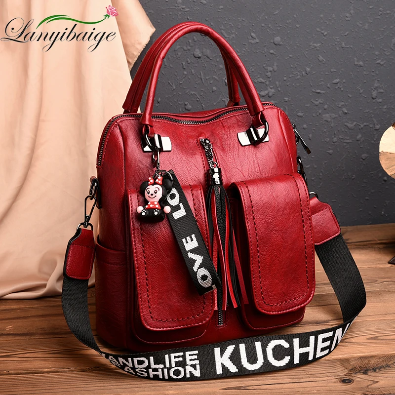 

2020 Luxurious Women Backpack High Quality School Bags for Teenage Girls Leather Lady Backpack Female Travel Backpack Mochila