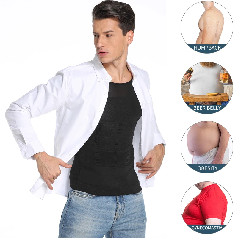 Tight Skinny Men's Slimming Elastic Body Shapewear Long Sleeve Shirt Sports Fitness Compression Abdomen Tummy Waist Control Top