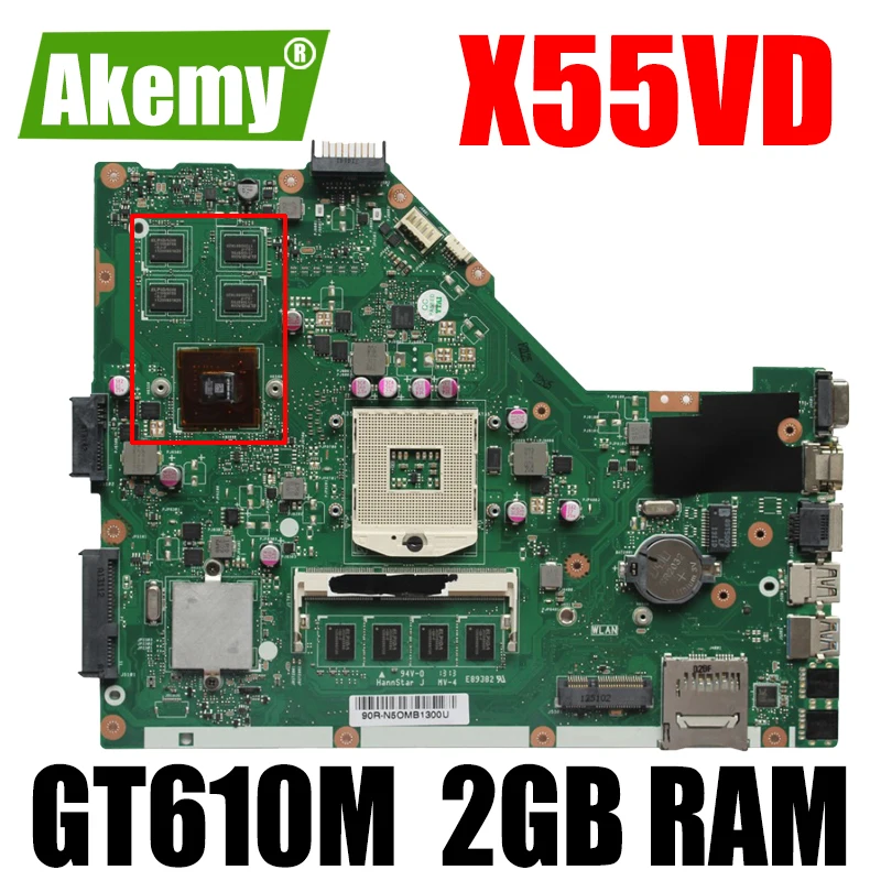 

for ASUS X55VD X55C laptop motherboard X55VD REV2.2/2.1 HM76 PGA 989 N13M-GE6-S-A1 GeForce GT610M mainboard 100% tested 2GB RAM