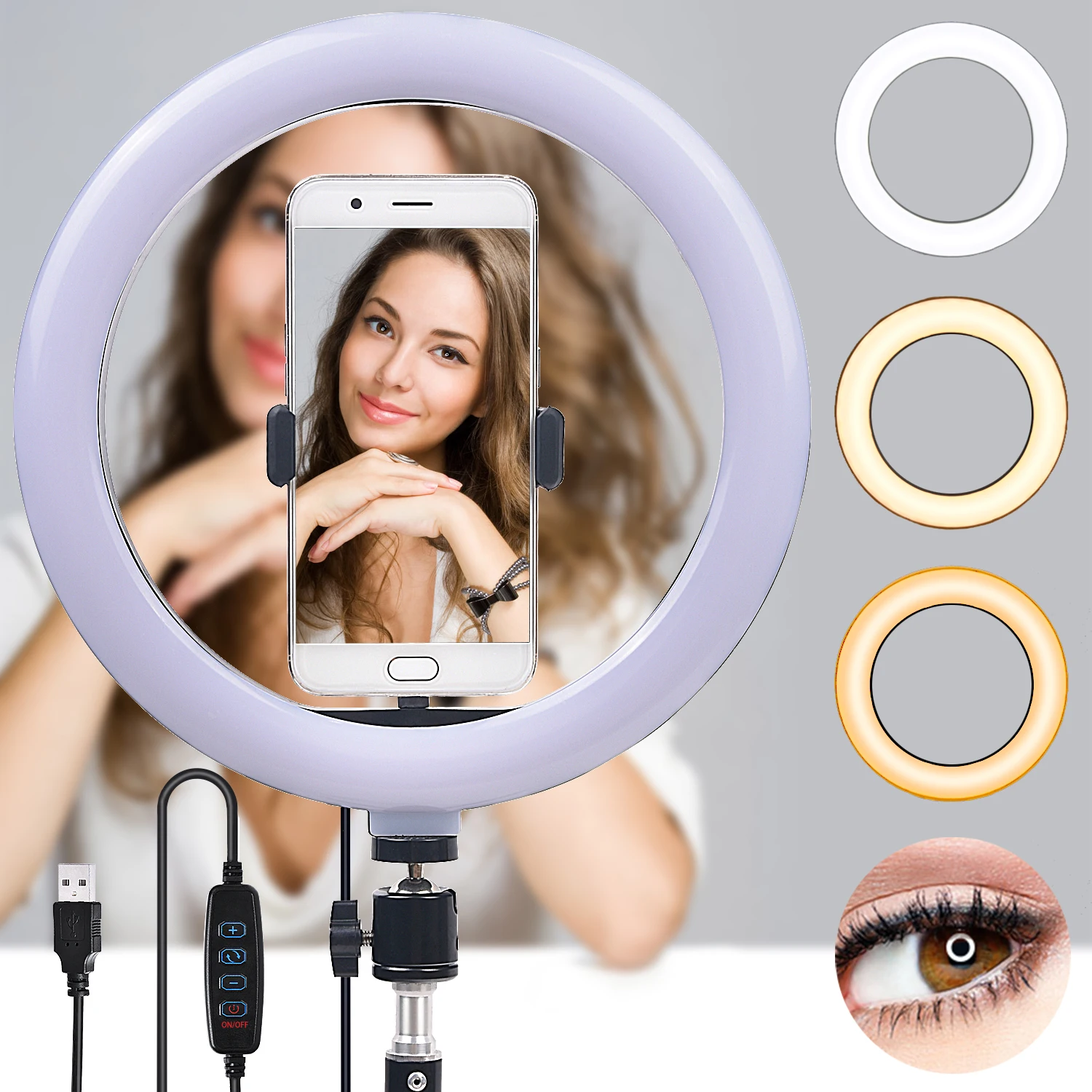fosoto 10 inch Led Selfie Ring Light Flash Ring lamp Video Light Dimmable Photography Light With Tripod Stand For Phone Youtube