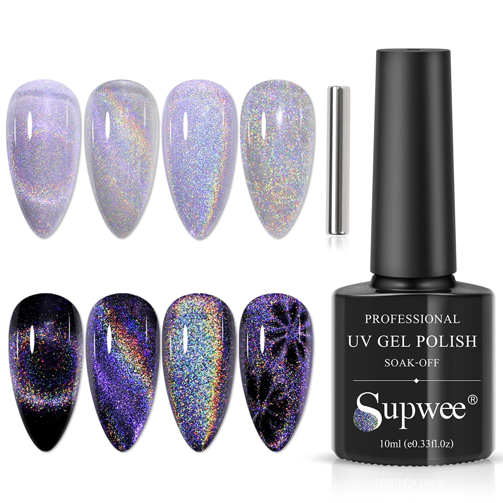 

SUPWEE 10ML Universal Cat Eye Gel Nail Polish Soak Off UV/LED Gel Rainbow Glitter Magentic Gel Nail Polish For Nail Art Varnish
