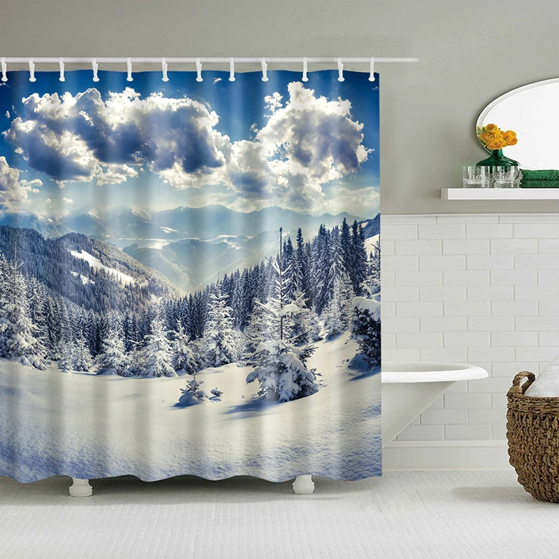 

forest shower curtain mountain polyester fabric bathroom curtain shower waterproof curtain bathroom