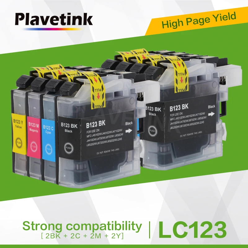 Картриджи Plavetink LC123 с полными чернилами для принтера Brother MFC J650DW J6720DW J6520DW DCP J4110DW J552DW