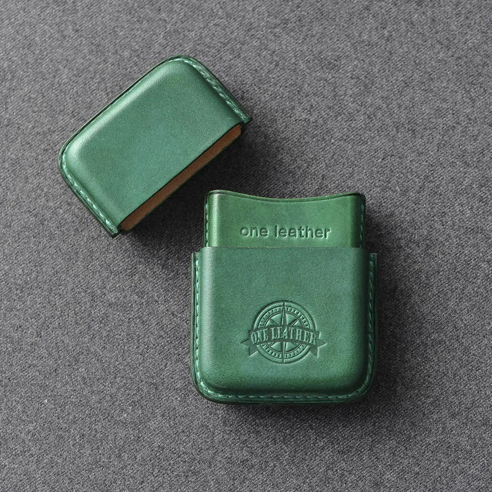 Green Одна кожаная коробка для сигарет, Мужской подарочный чехол для сигарет, мужские подарки, чехол для сигарет, чехол для табака, кожаный чехол для овощей - Цвет: Green