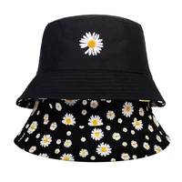 new small daisy embroidery fisherman hat double sided wearable bucket hat summer outdoor sunshade sunscreen hat casual hats