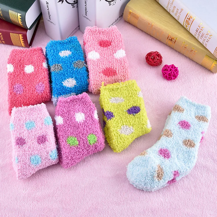 1 par de mediados de-longitud de pantorrilla calcetines dulce caramelo c&aacute;lida lana color Coral beb&eacute; calcetines suave caliente para 3-8 a&ntilde;os los ni&ntilde;os-1