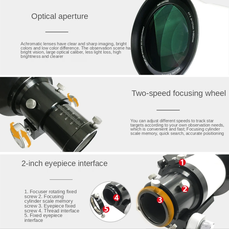 

Explore Scientific 127ED APO Professional Astronomical Telescope F/7.5 Air-Spaced Triplet Refractor ED Lens Dual-speed Focuser