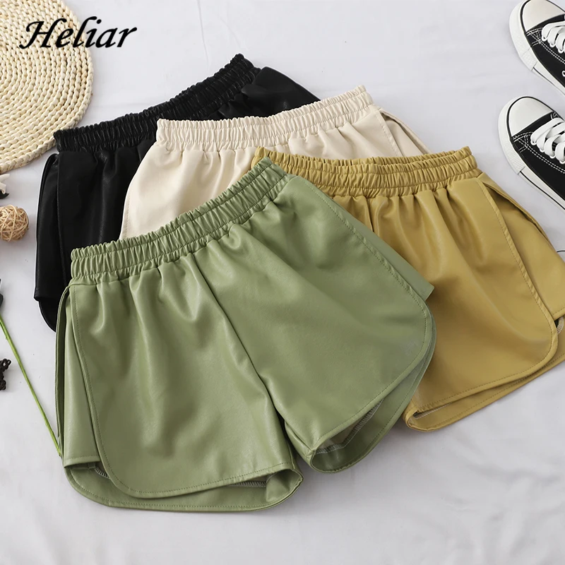 HELIAR женские кожаные шорты с эластичной резинкой на талии верхняя одежда