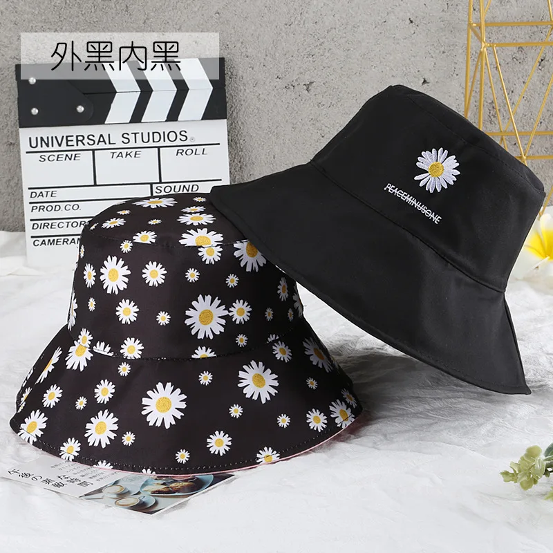 

2020 Summer Daisies Bucket Hat Women Men Fashion Cotton Beach Sun Hats Chapeaue Femme Fishing Floral Panama Hat Fisherman Hat
