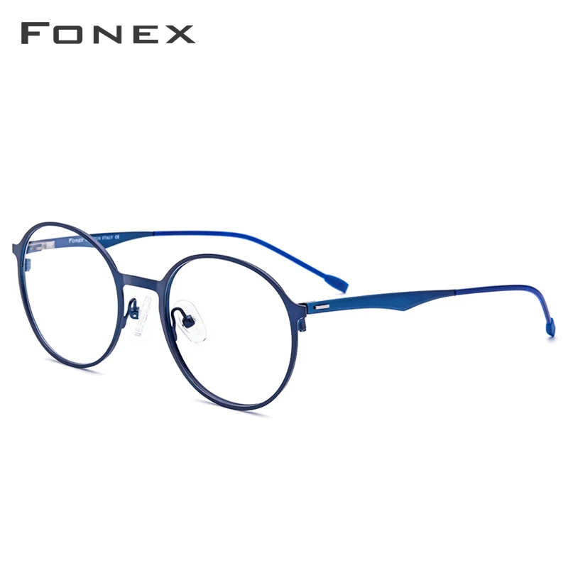 Круглые очки из FONEX сплава для мужчин и женщин, оптическая оправа для близоруких очков, ультралегкие очки без винтов по рецепту, 8821