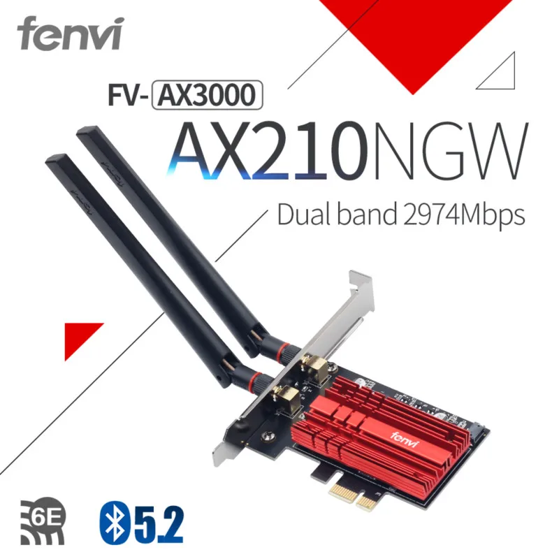 Fenvi Wi-Fi 6E концерт + AX210 BT 5 2 кард-2 4G/5G/6 ГГц AX210NGW 802.11AX 4 Гбит/с MU-MIMO OFDMA ПК Беспроводной