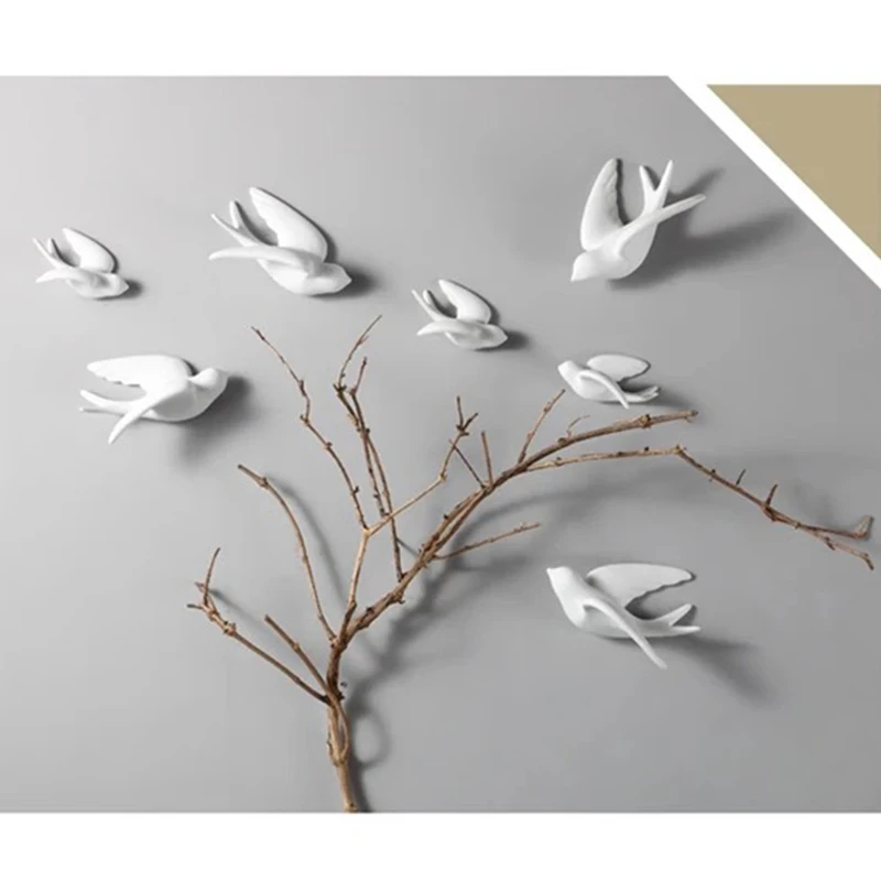 

1pc 3D Ceramic Birds Murals Wall Hanging Decorations Crafts Home Ornaments B99