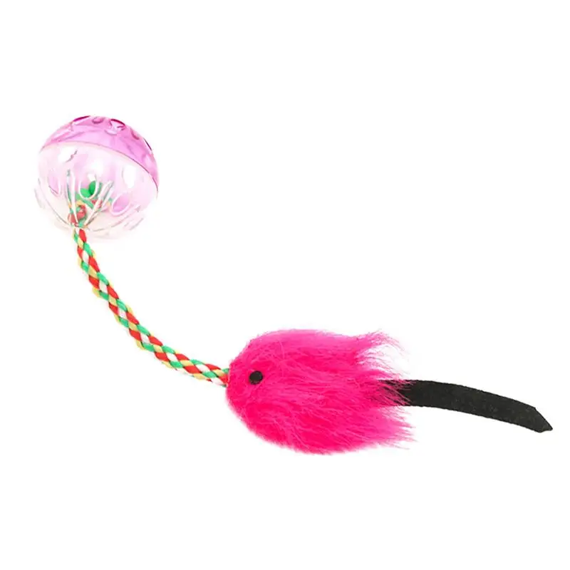 

2Pcs Colorful Cat Toy With Bell Artificial Fur Fish Rope Cat Ball Toy Plastic Cat Toys Interactive Ball Bell Pet Supplies