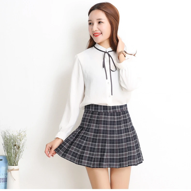 Летняя короткая юбка в стиле Харадзюку плиссированная школьная форма с высокой