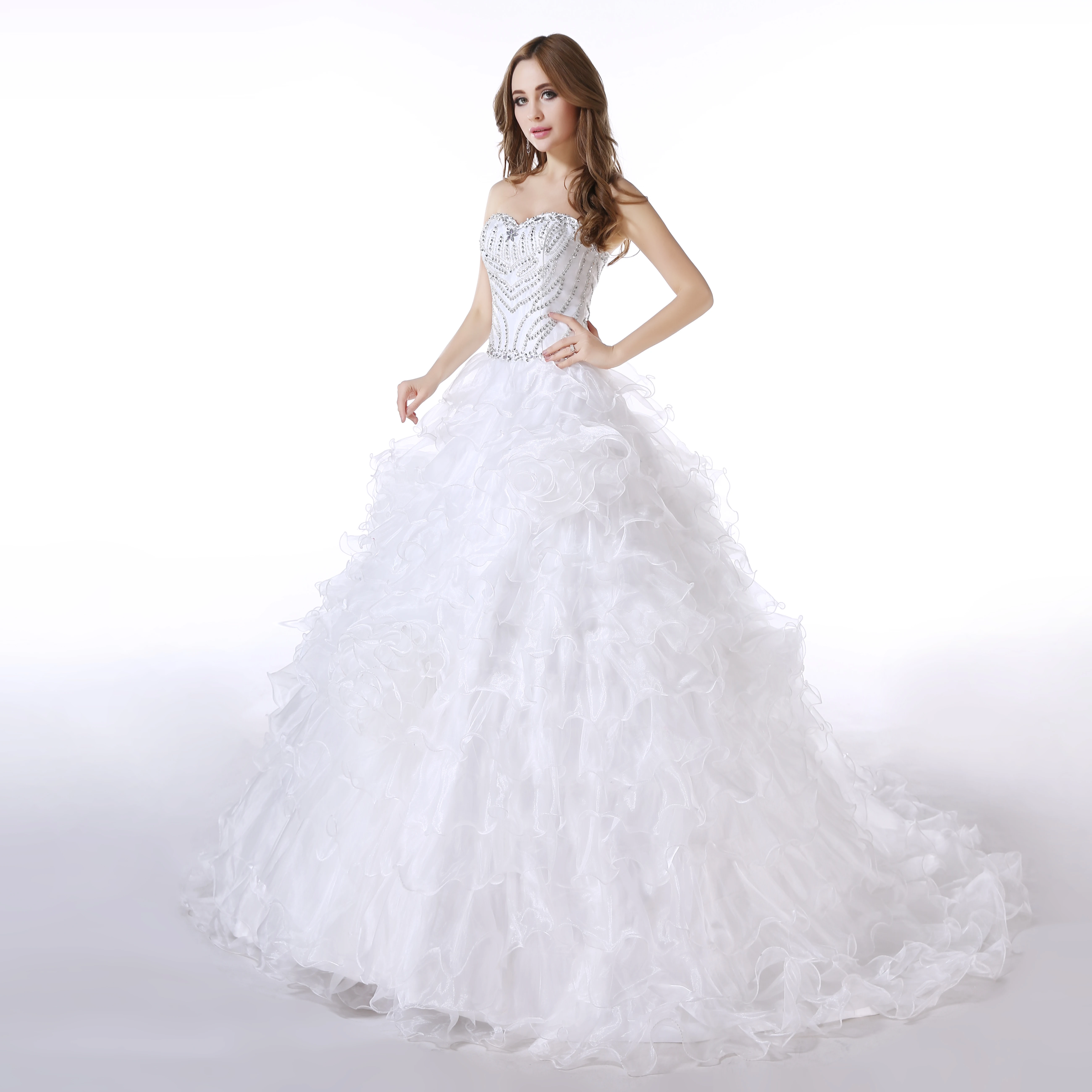 H & S-vestidos de novia de tul con velo, sin tirantes, con cuentas plisado en niveles, falda elegante, vestidos de novia con cordones