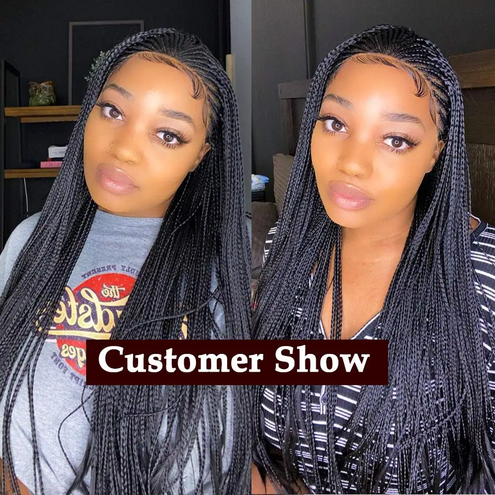 

13X6 Lace Frontal Braided Wigs Synthetic Wigs with Baby Hair Black Lightweight Box Cornrow Braids SOKU Synthetic Lace Front Wig