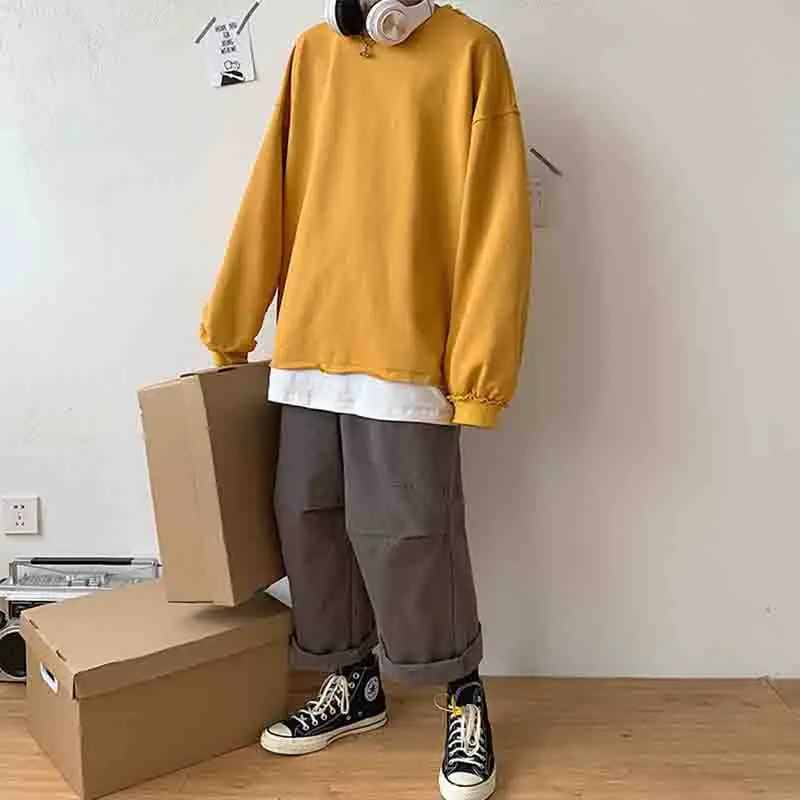 

Jacket fashion sweater raw edge early autumn feeling hip-hop new product stitching Hong Kong Style boys' fake two piece design