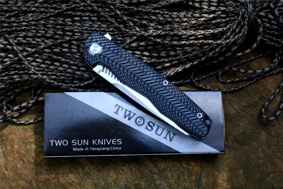 Складные ножи TwoSun TS16G10 D2 карманный Клинок с лезвием Черная рукоятка из G10 клипса