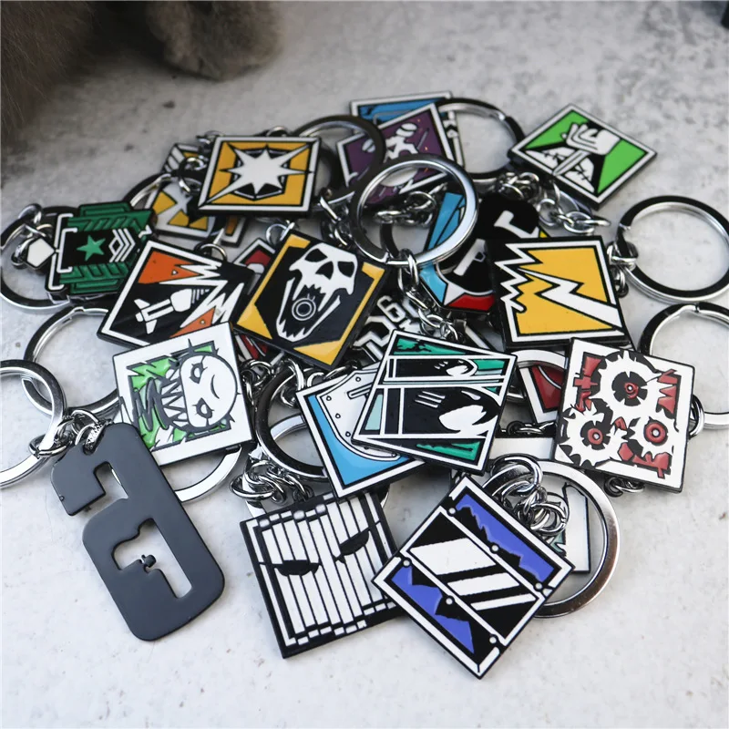 

Rainbow Six Siege Six Key Chain Tower Kan Echo Kapukan Damage Smoke Pry Hi-Fi Key Ring Holder Small Gift Wholesale