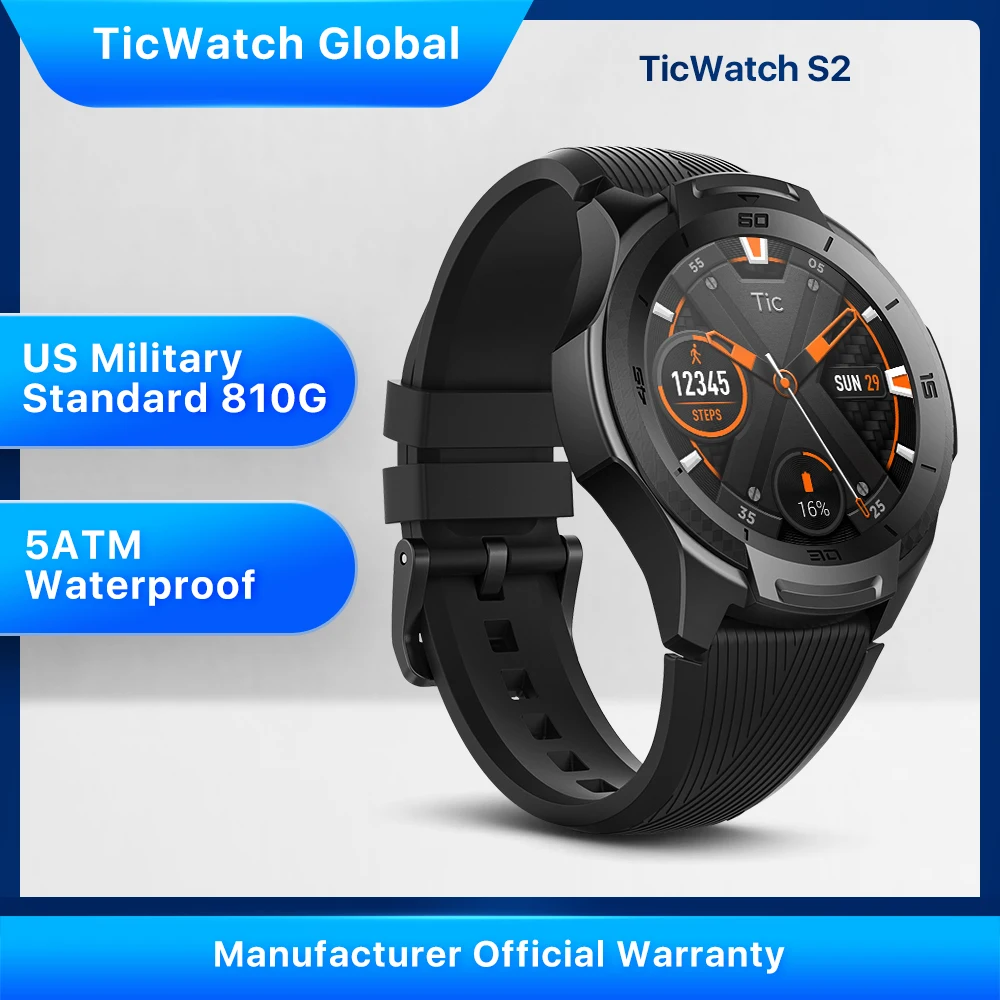 TicWatch S2 носить OS Bluetooth Smartwatch долгий срок службы батареи GPS слежения часы для мужчин