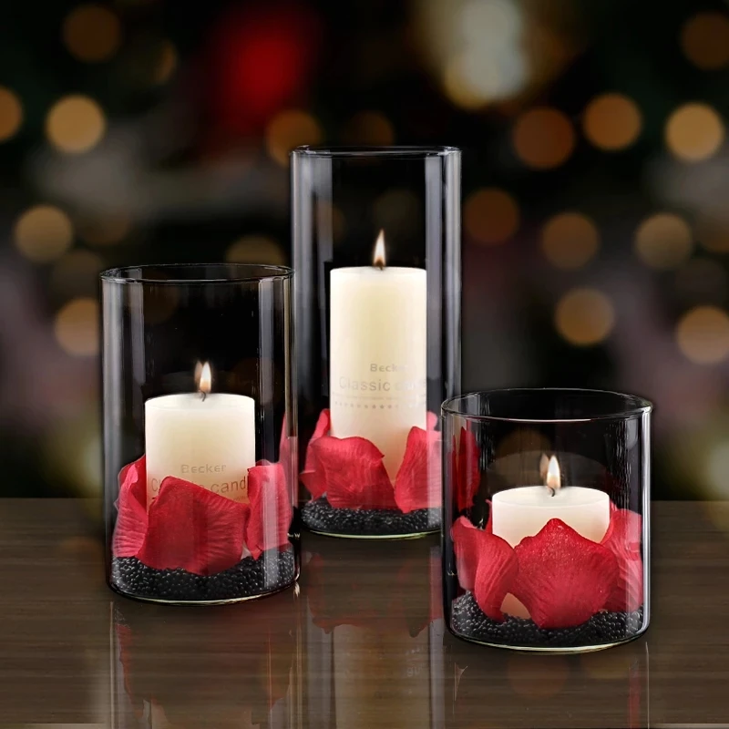 

Dia 8cm Glass Candle Holders Cylinder Vases for Pillar Candle, Floating Candles Holders or Flower Vase Wedding Centerpieces