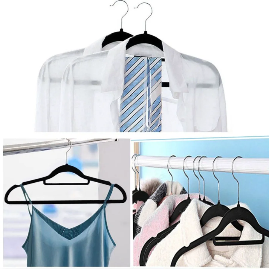5pcs Clothes Coat Velvet Hangers Non Slip Luxury Flocked Trouser Trouser Skirt Hanger Closet Storage Hook images - 6