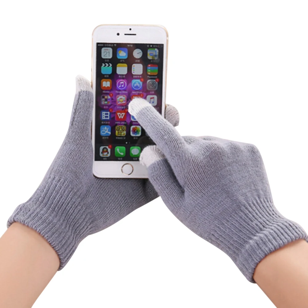 

New 2 Pairs Knitted Gloves Full Finger Warm Screentouch for Men Women Outdoor Sport Winter Fall XD88