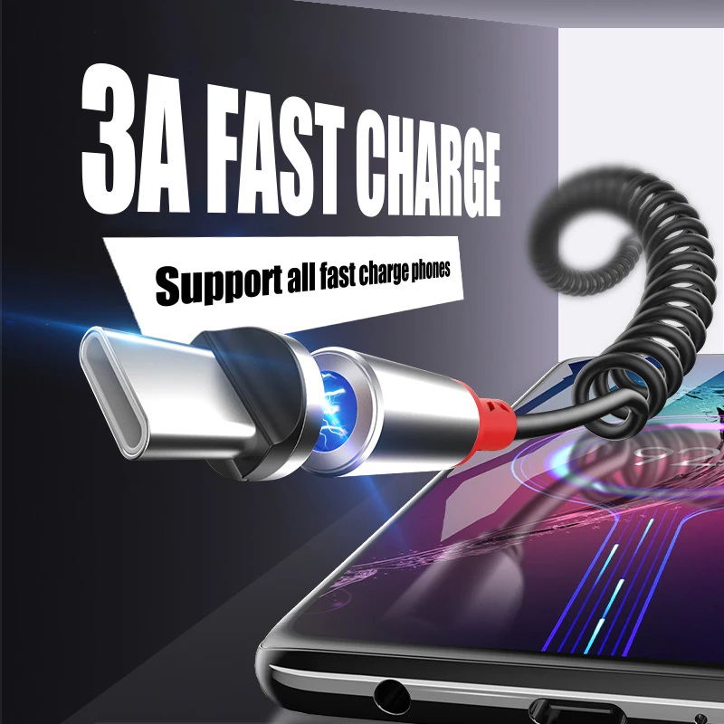 Магнитный кабель 3 А зарядное устройство Micro USB Type C 8 Pin для быстрой зарядки iPhone XS