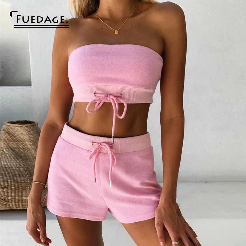 Fuedage комплект из двух предметов летний женский короткий топ с открытыми плечами