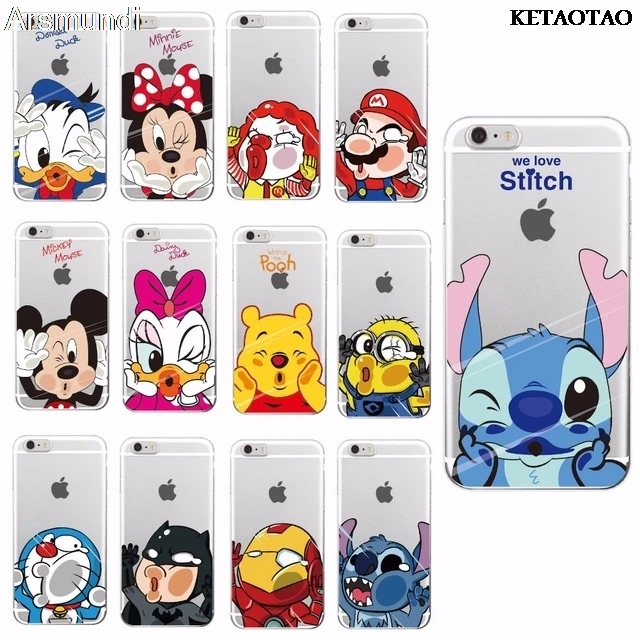 Забавный чехол KETAOTAO с Минни и Микки для iPhone 6S 7 8 Plus X прозрачный мягкий из ТПУ |