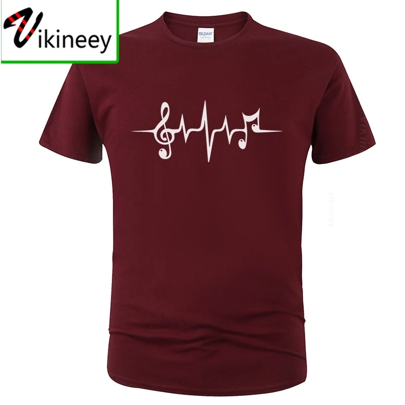 

Music Pulse Heartbeat Notes Clef Frequency Wave Sound Festival T Shirt Men Summer Fashion Tops Cool Tee Cotton T-shirt Homme