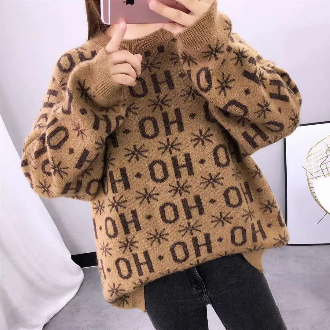 

Sweater Women's Autumn and Winter New Loose and Lazy Retro Pullover Outer Wear Long-sleeved Knitted Bottoming Shirt Tide