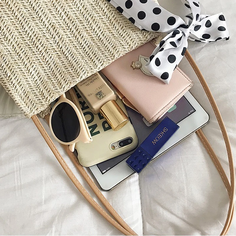 Женская сумка маленькая Летняя Пляжная из ротанга Плетеная соломенная женская