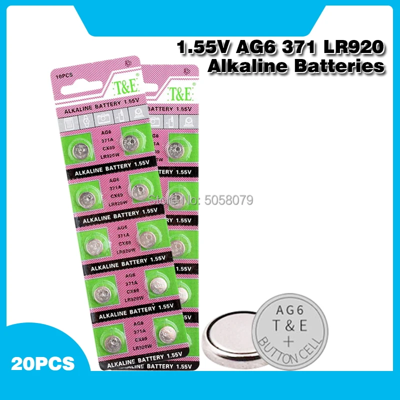 20 шт. кнопочные батарейки AG6 1 55 SR920SW LR920 SR927 371 171 L921 LR69 SR920 | Электроника