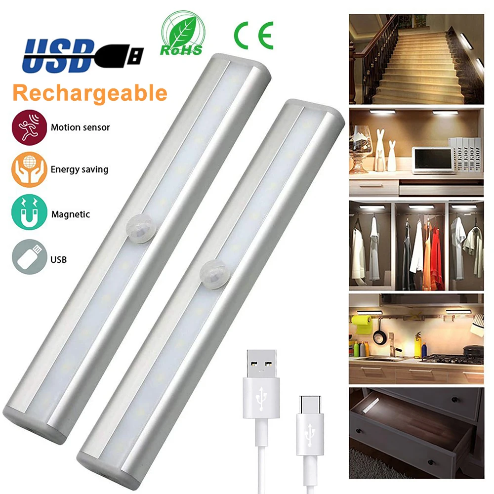 

Motion Sensor Closet Light LED Rechargeable Wireless Sensor Lights Operated Night Light Wireless LED Under Cabinet Lighting