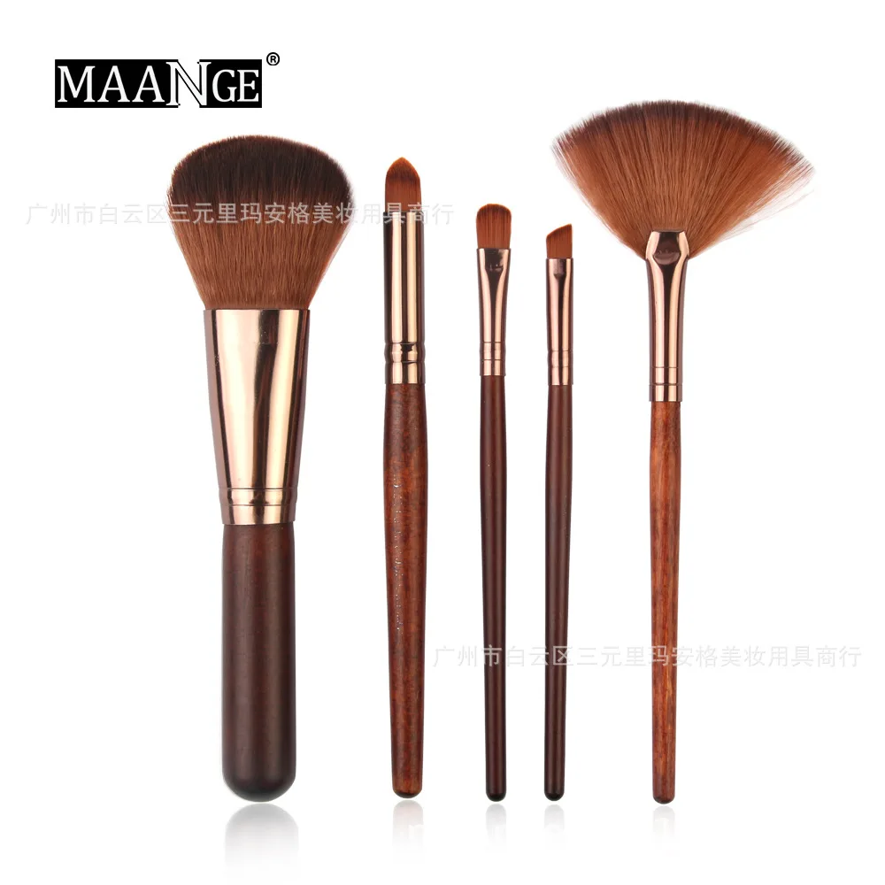 Прямая продажа с фабрики MAANGE 5 деревянной ручкой набор кистей для макияжа основа