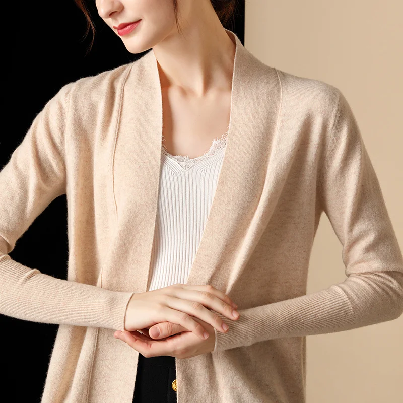 Smpevrg новый стиль женский кардиган кашемировый свитер с длинным рукавом и V