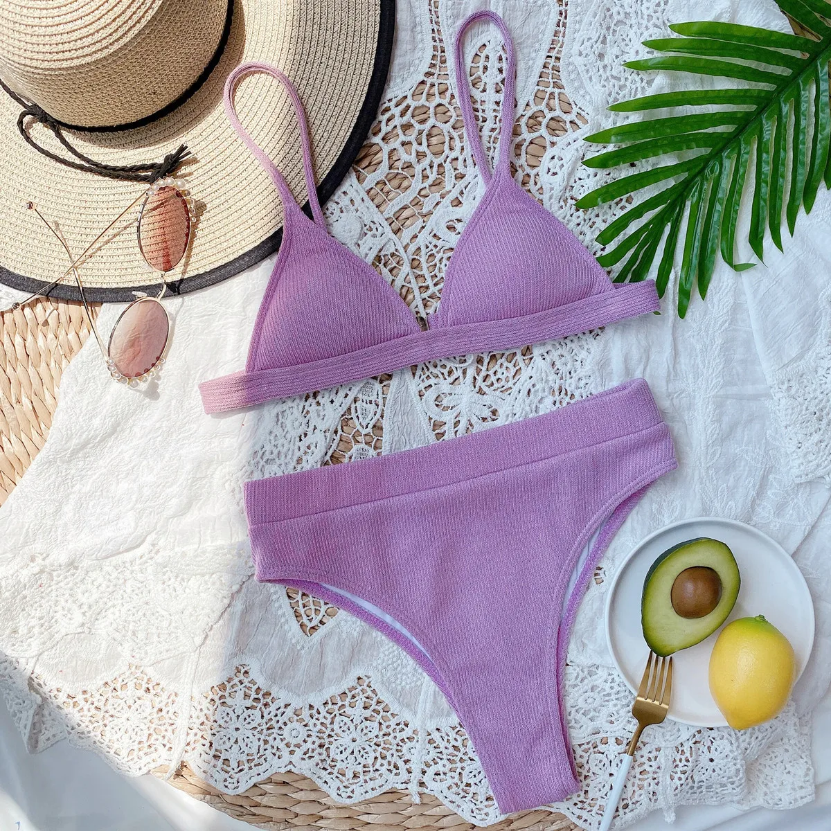 

2021 New V-neck swimwear women High Waist bikini set Push up swimsuit female Sexy Summer Biquinis bathing suit bather Beach wear