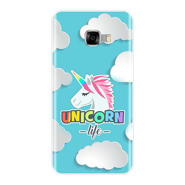 Задняя крышка для Samsung Galaxy C5 C7 C8 силиконовый мягкий милый Радужный Единорог чехол