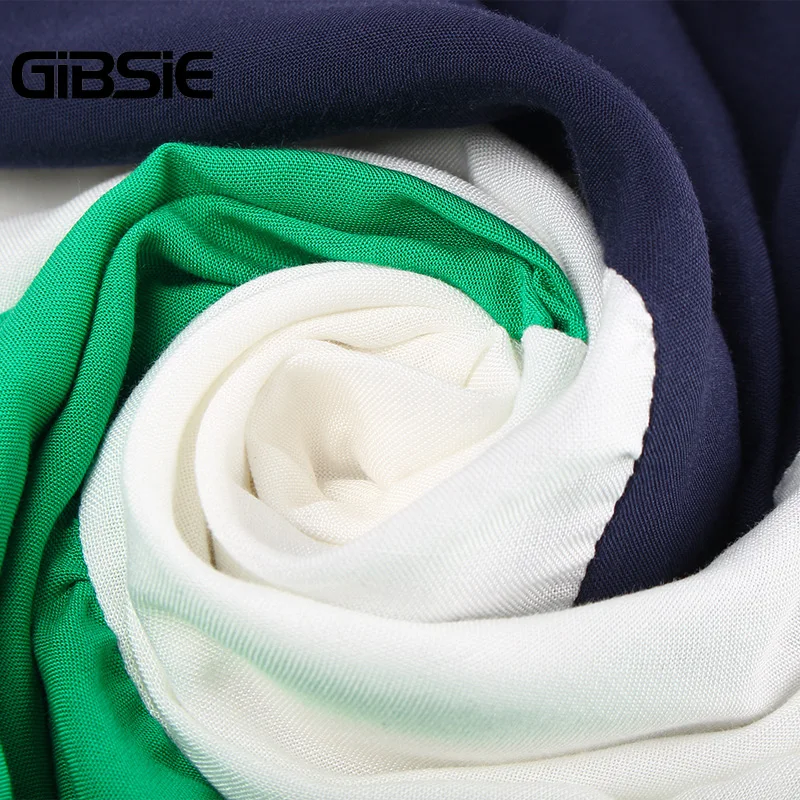 Женская свободная футболка GIBSIE с цветными блоками круглым вырезом и коротким